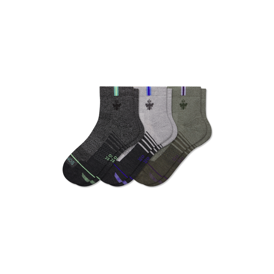 Men's Merino Wool Blend Run Quarter Sock 3-Pack - Soft Step