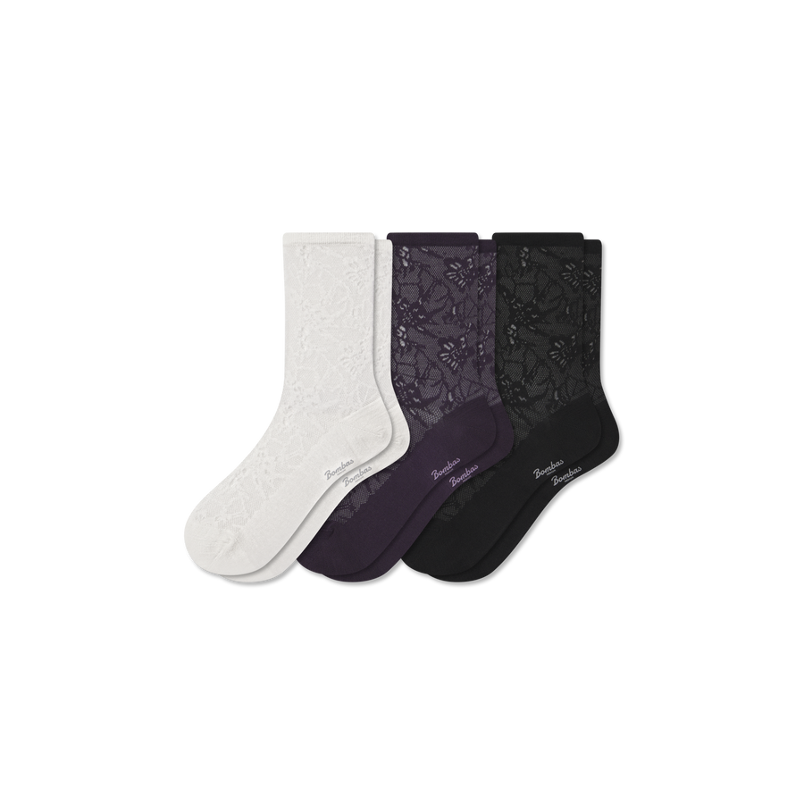 Women’s Floral Lace Half Calf Sock 3-Pack - Ready Pick