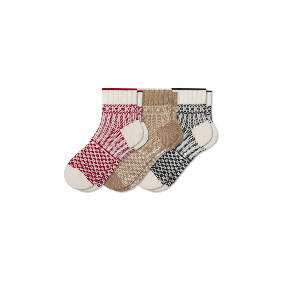 Women's Merino Wool Blend Sweater Quarter Sock 3-Pack - Ready Pick