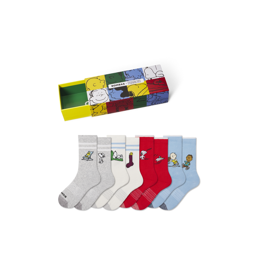Peanuts x Bombas: Youth Calf Sock 4-Pack Gift Box - Easy Pair