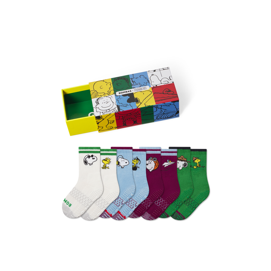 Peanuts x Bombas: Junior Gripper Calf Sock 4-Pack Gift Box - Clean Finish