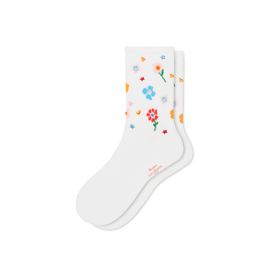 Bombas x Susan Alexandra Floral Embroidered Half Calf Socks - Light Cushion