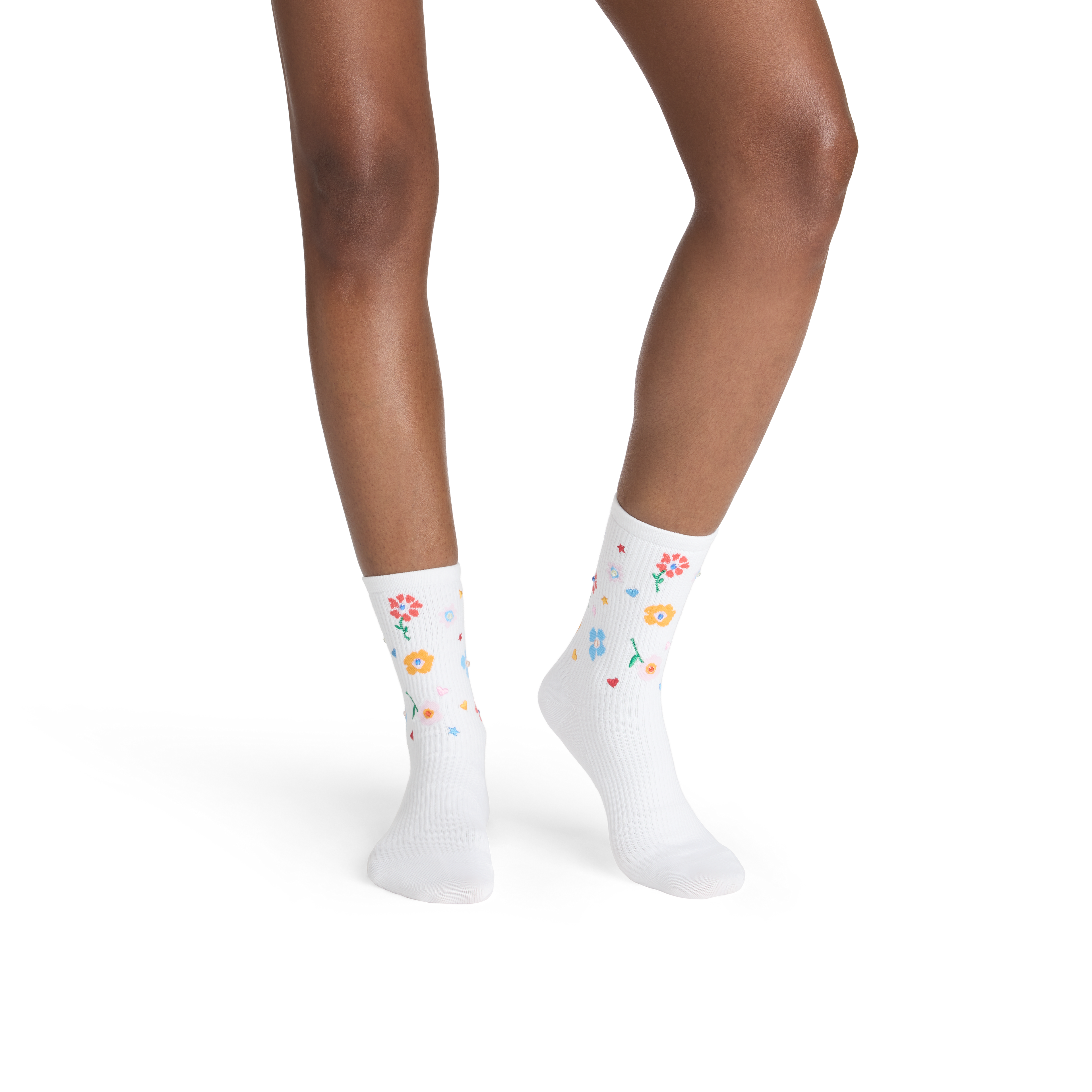 Lightweight Ribbed Half Calf Socks - White WO1 [10344]