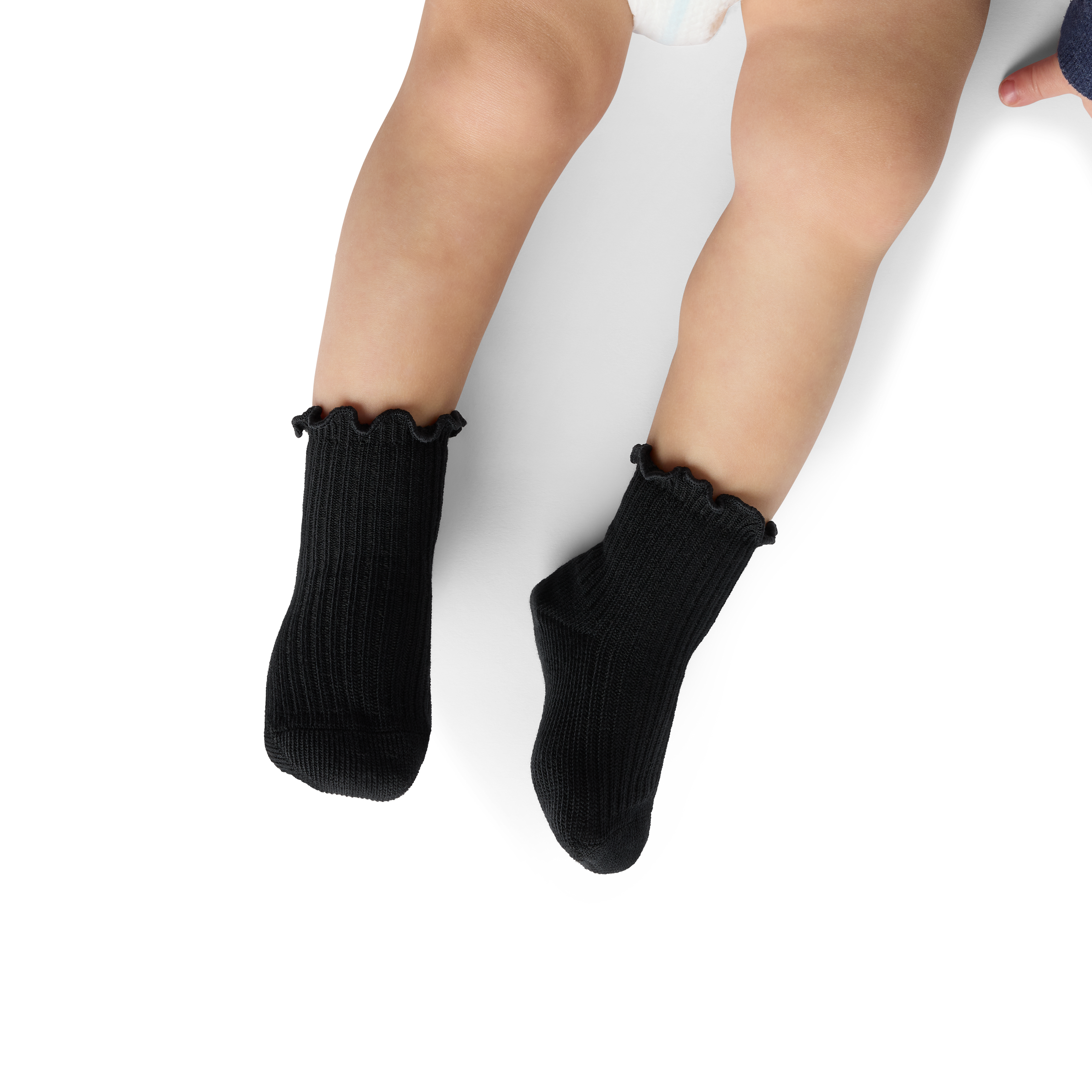 Baby Frilly Calf Socks (0-6 months) - black BO1 [10423]