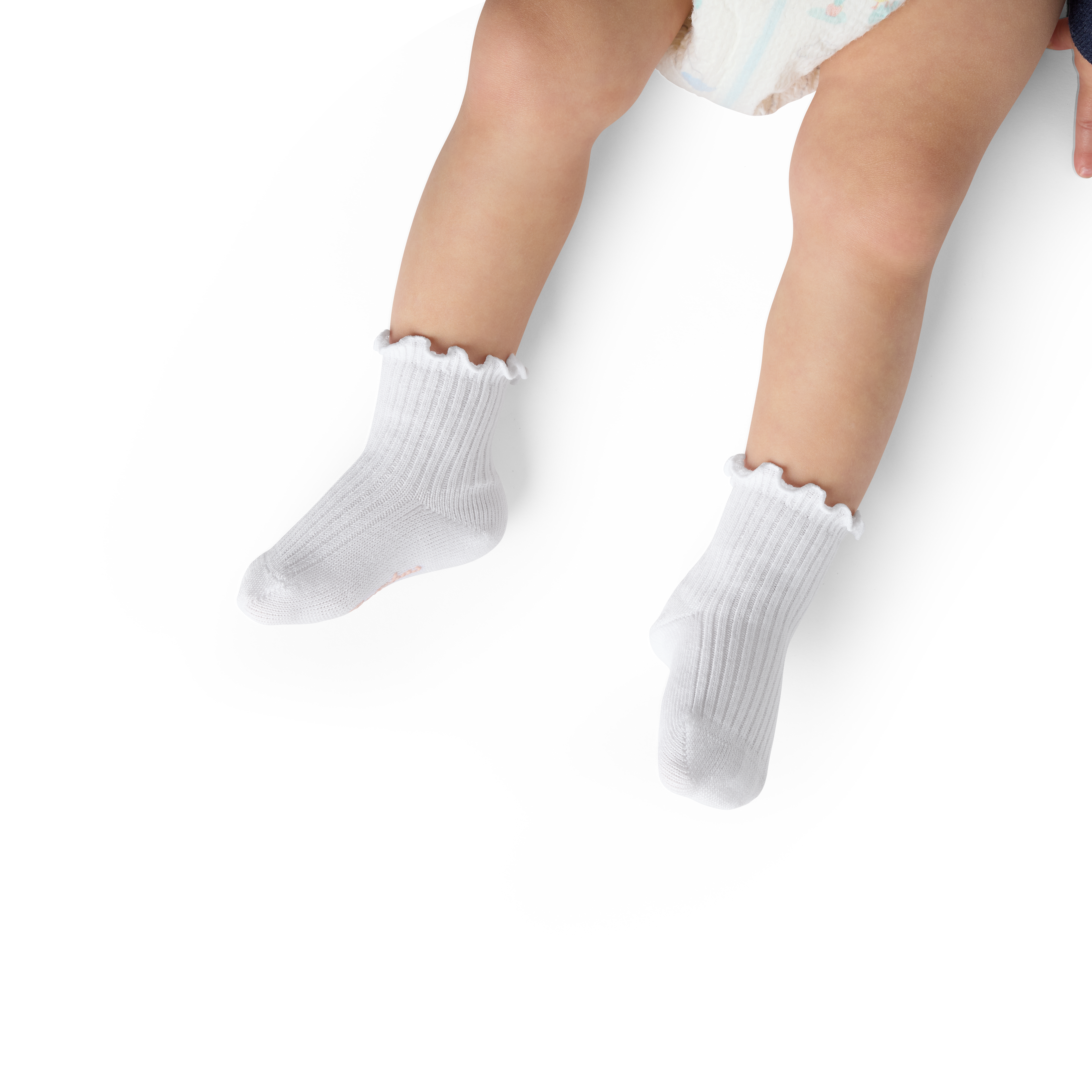 Baby Frilly Calf Socks (0-6 months) - white BO1 [10423]