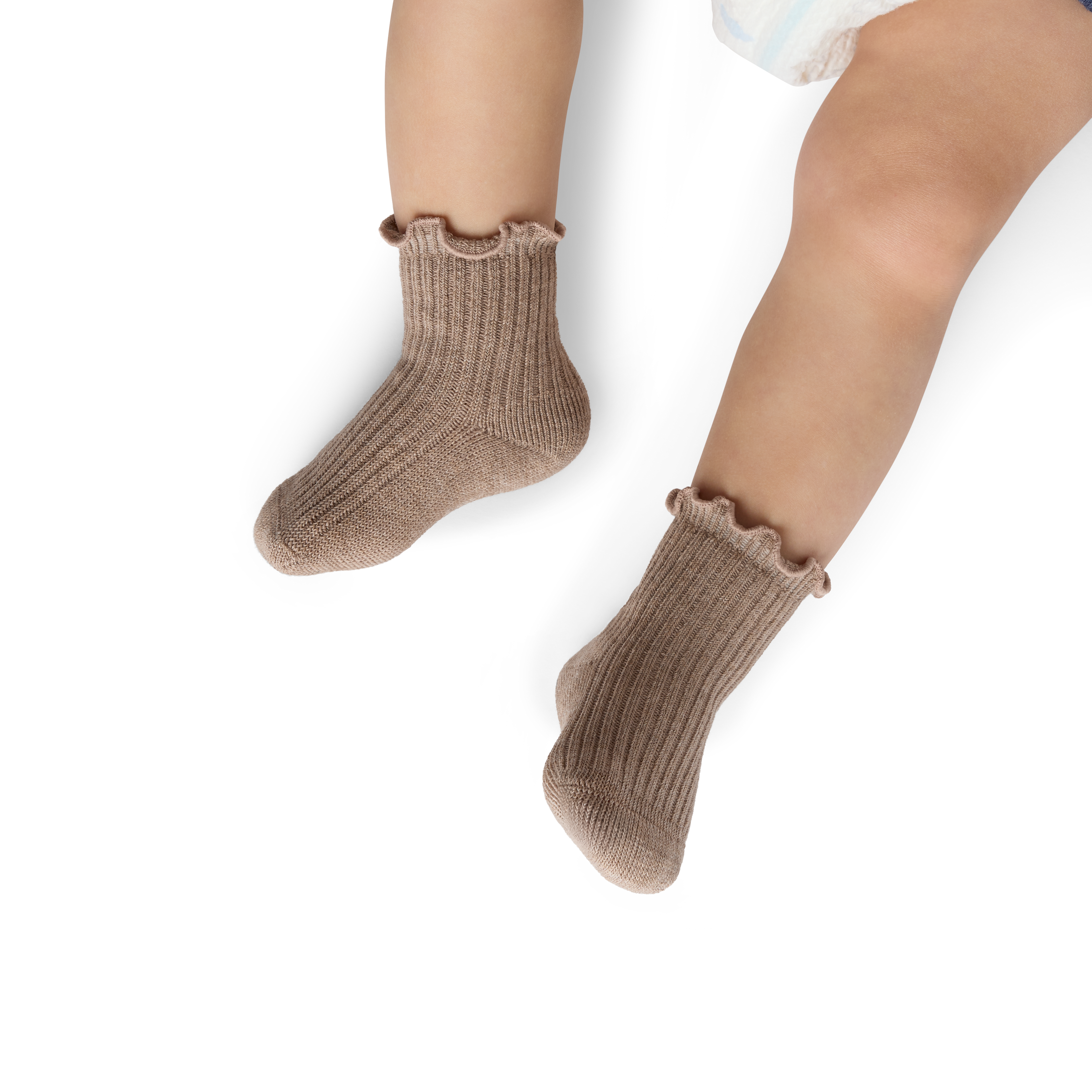 Baby Frilly Calf Socks (0-6 months) - stone fawn htr BO1 [10424]