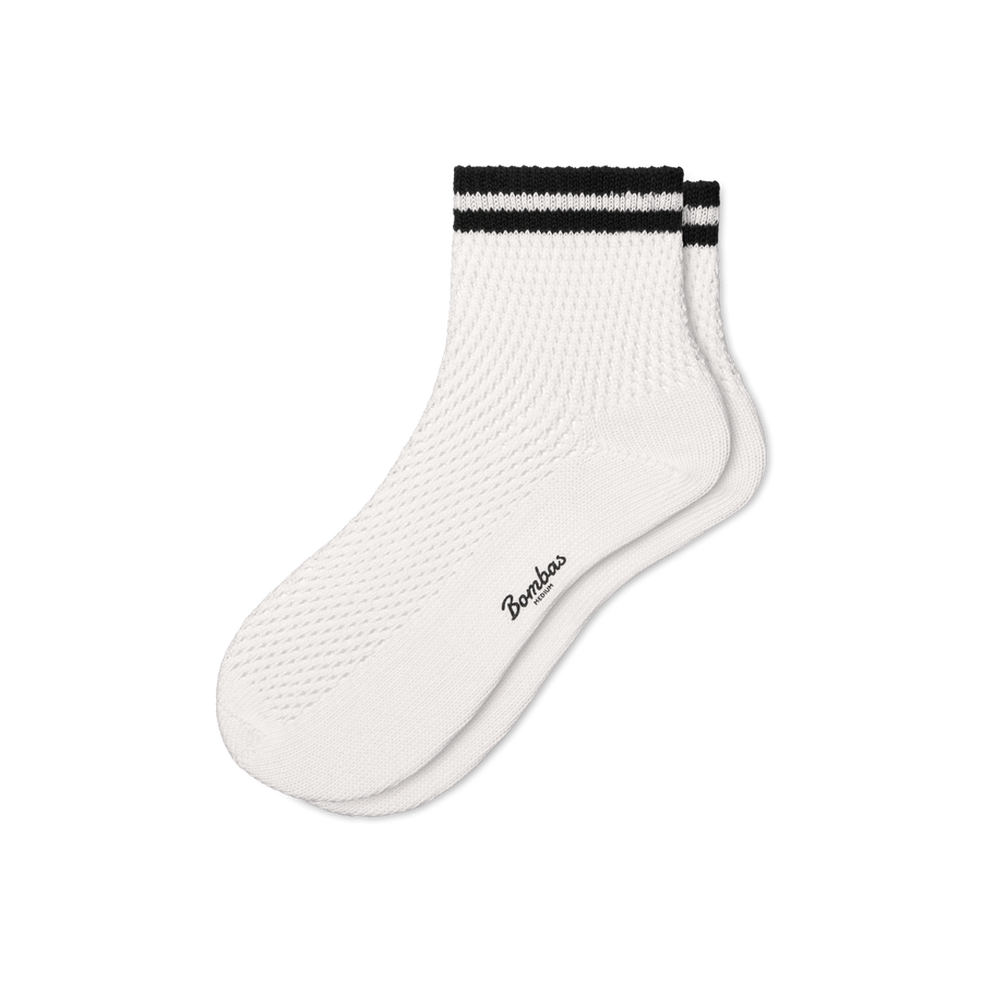Women's Vintage Stripes Open Knit Quarter Socks - Premium Pick