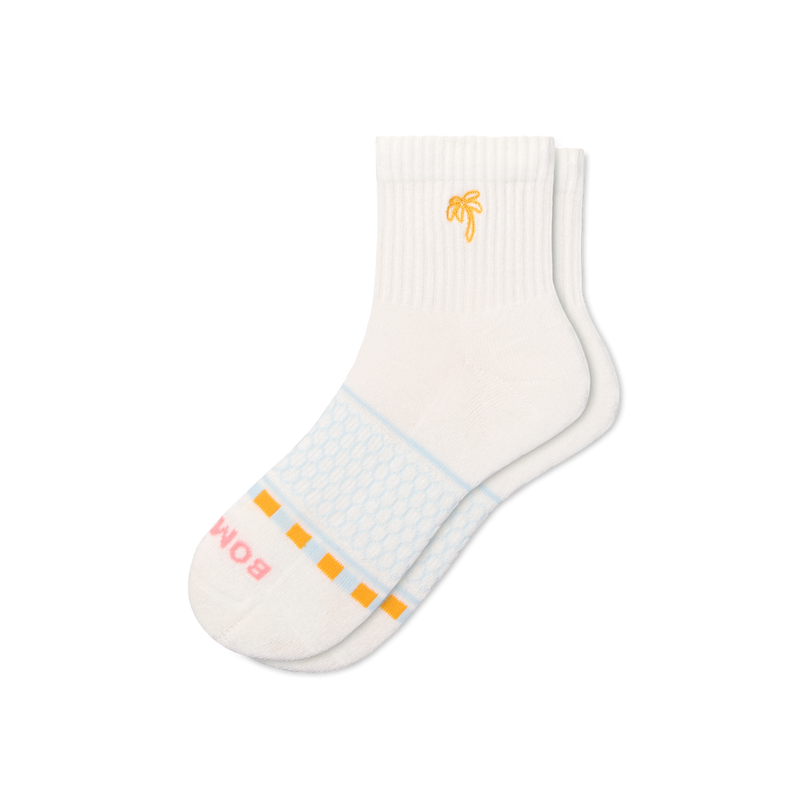 Women's Beach Day Embroidered Quarter Socks - Ready Pair
