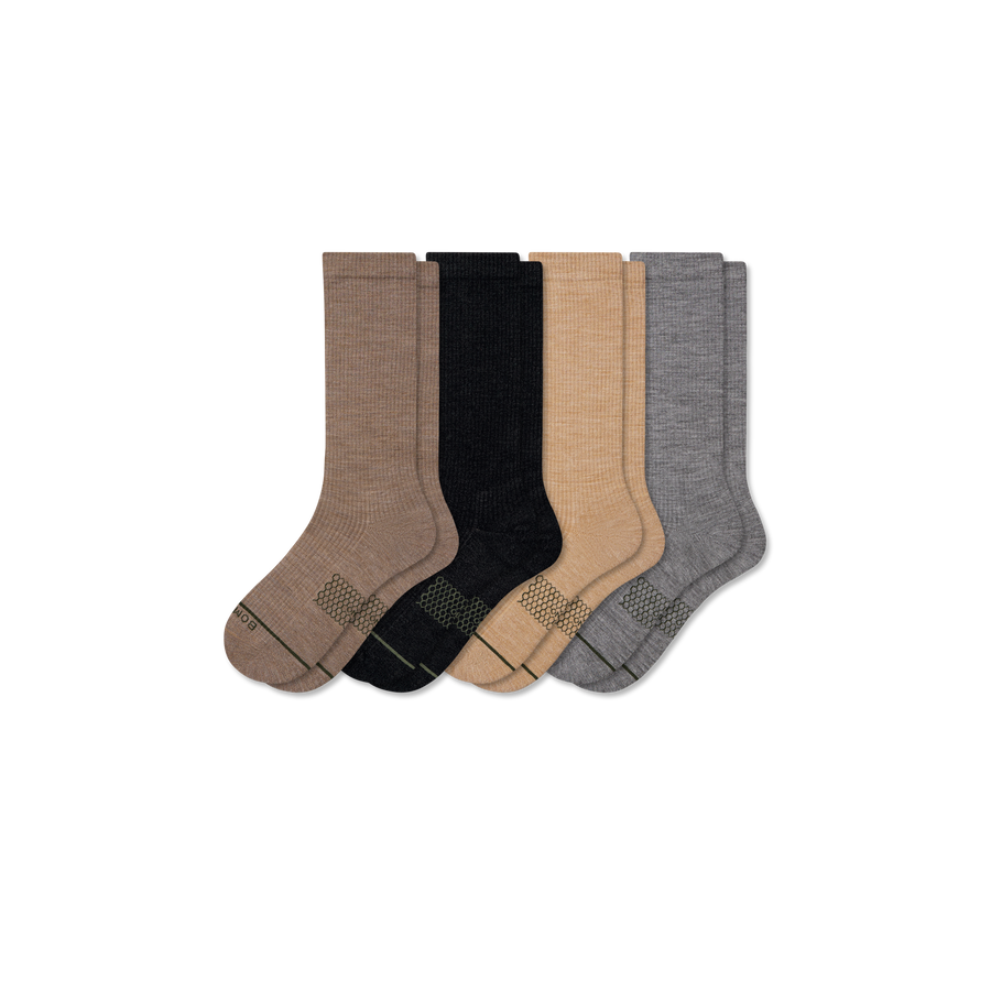 Men's Merino Wool Blend Modern Rib Calf Sock 4-Pack - All Day Fit