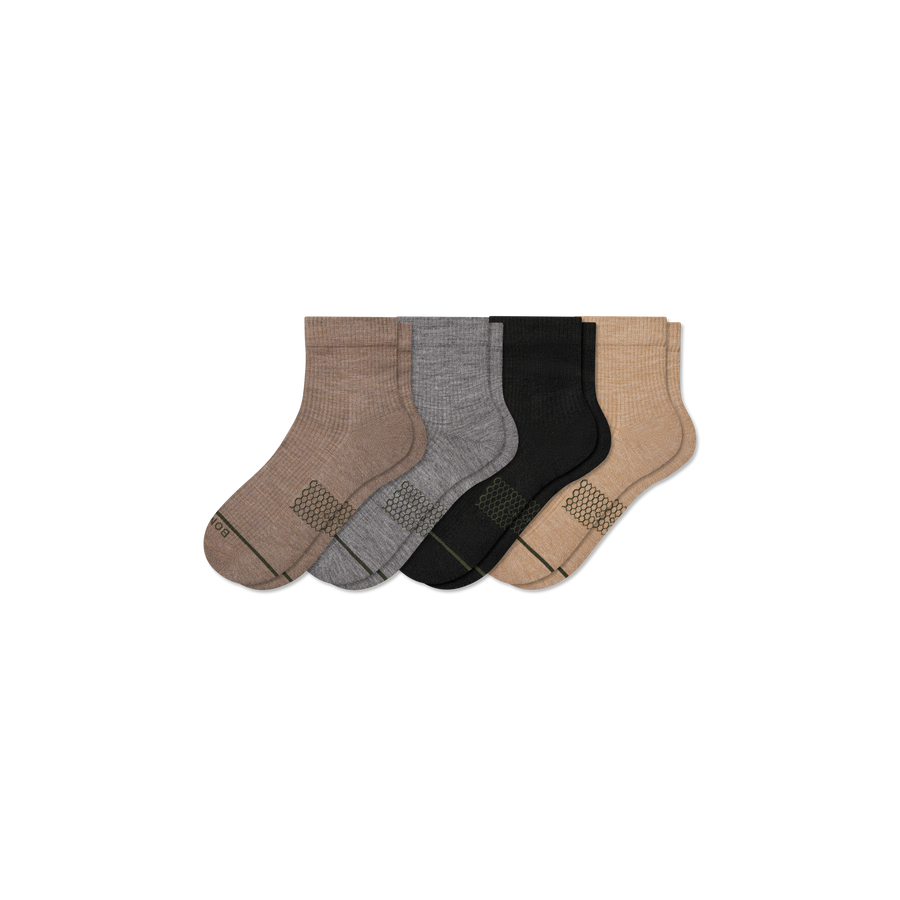 Women's Merino Wool Blend Modern Rib Quarter Sock 4-Pack - Ready Pick