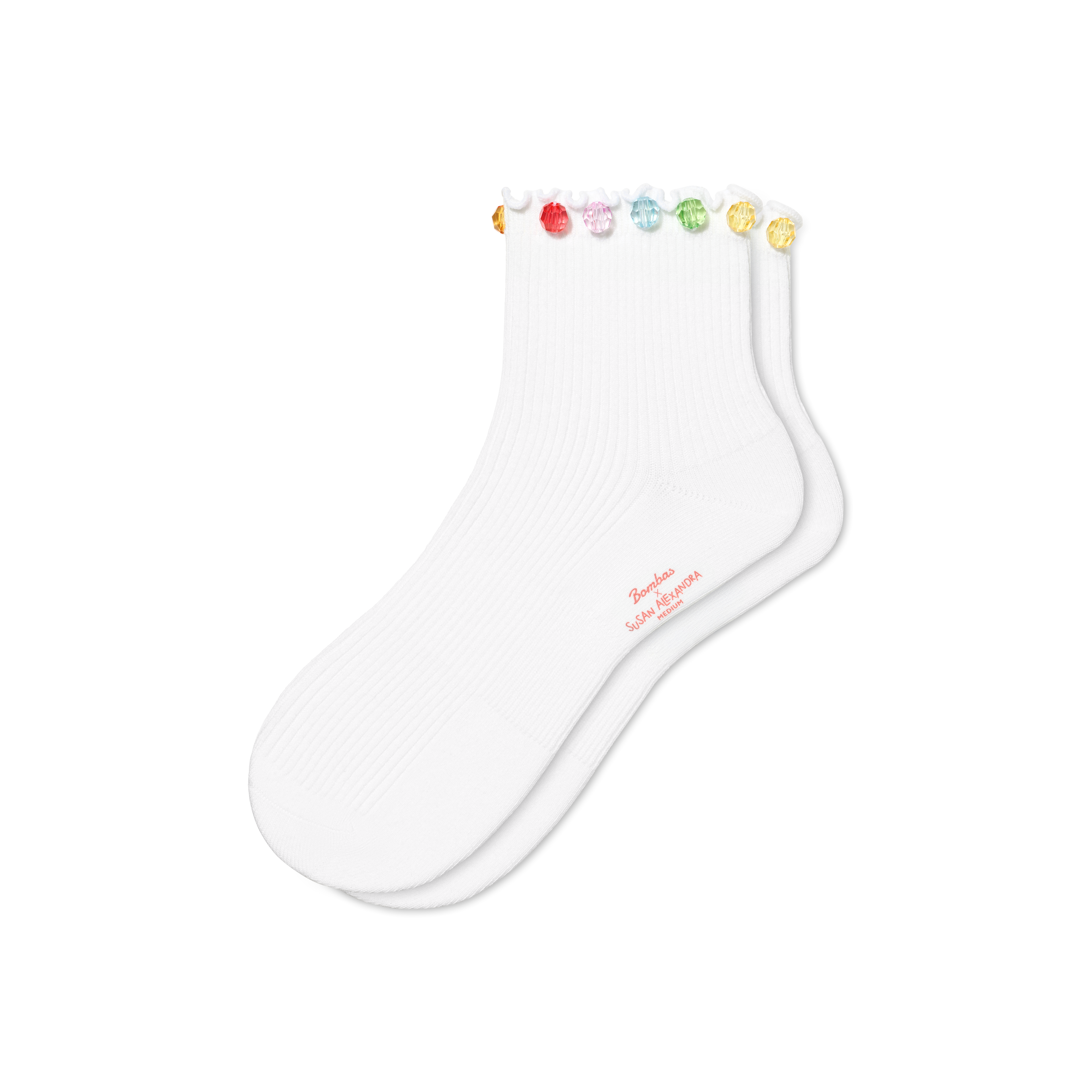 Lightweight Ribbed Quarter Socks - white L [10657]