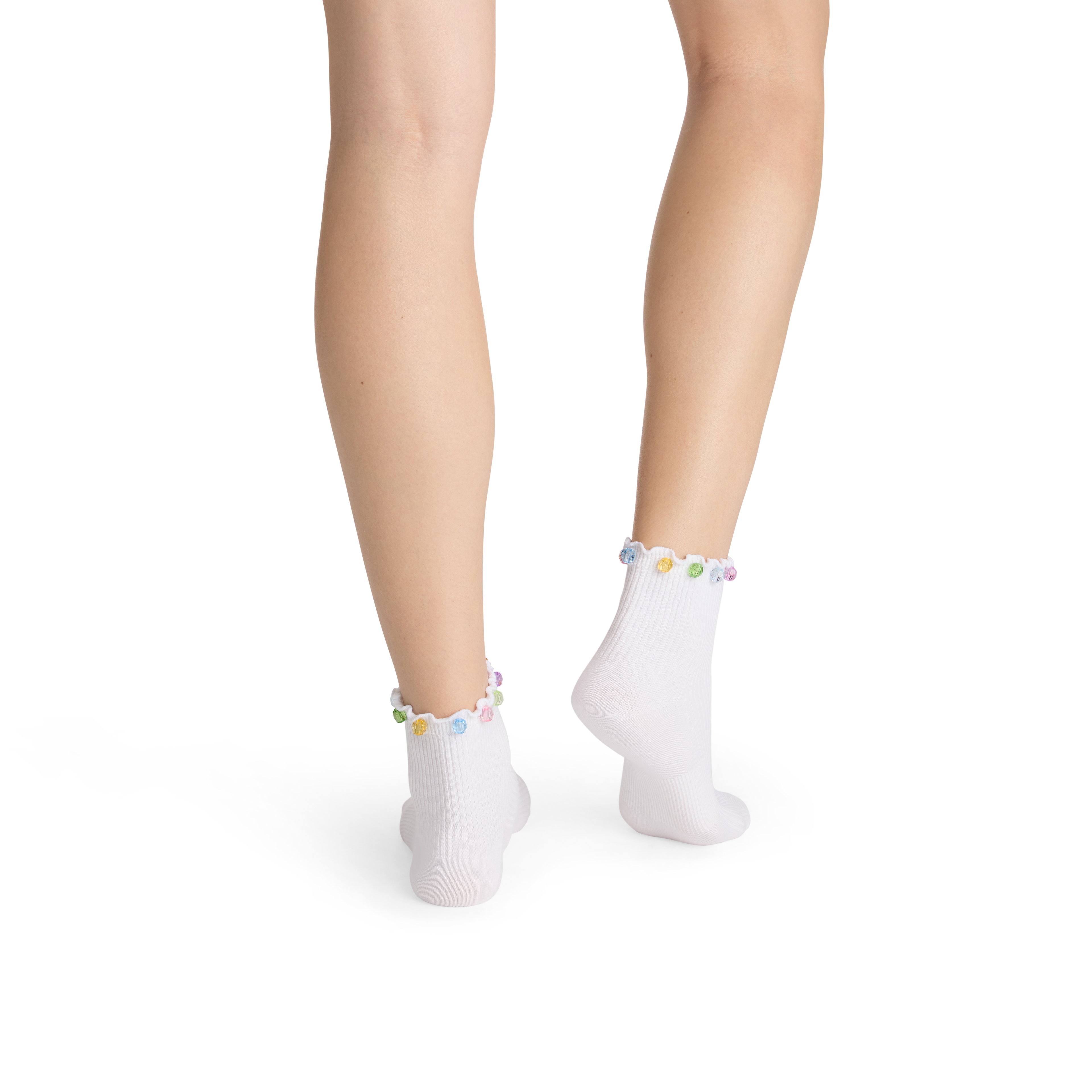 Lightweight Ribbed Quarter Socks - white WO2 [10657]