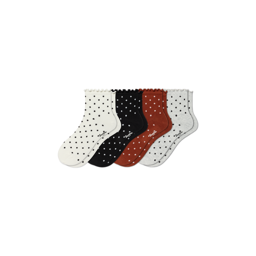 Women's Ruffle Rib Quarter Sock 4-Pack - Daily Cushion