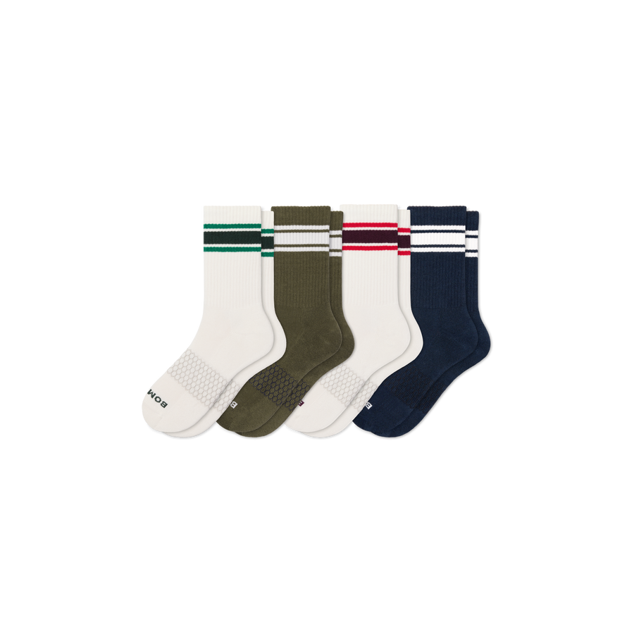Men's Vintage Stripes Half Calf Sock 4-Pack - Simple Style