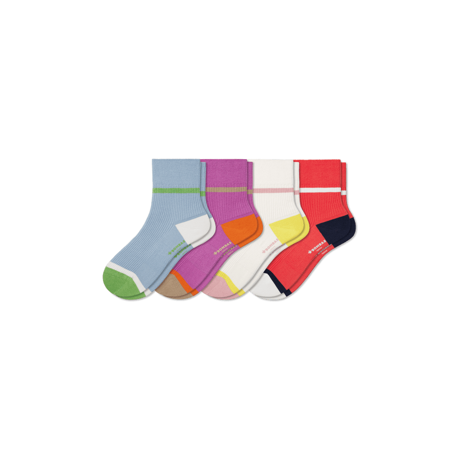 Youth Ribbed Quarter Sock 4-Pack - Ready Pair