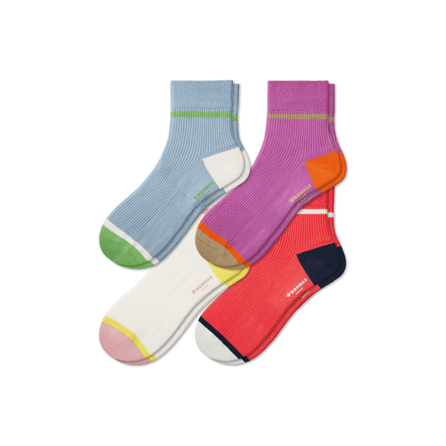 Women's Ribbed Quarter Sock 4-Pack - Essential Ready