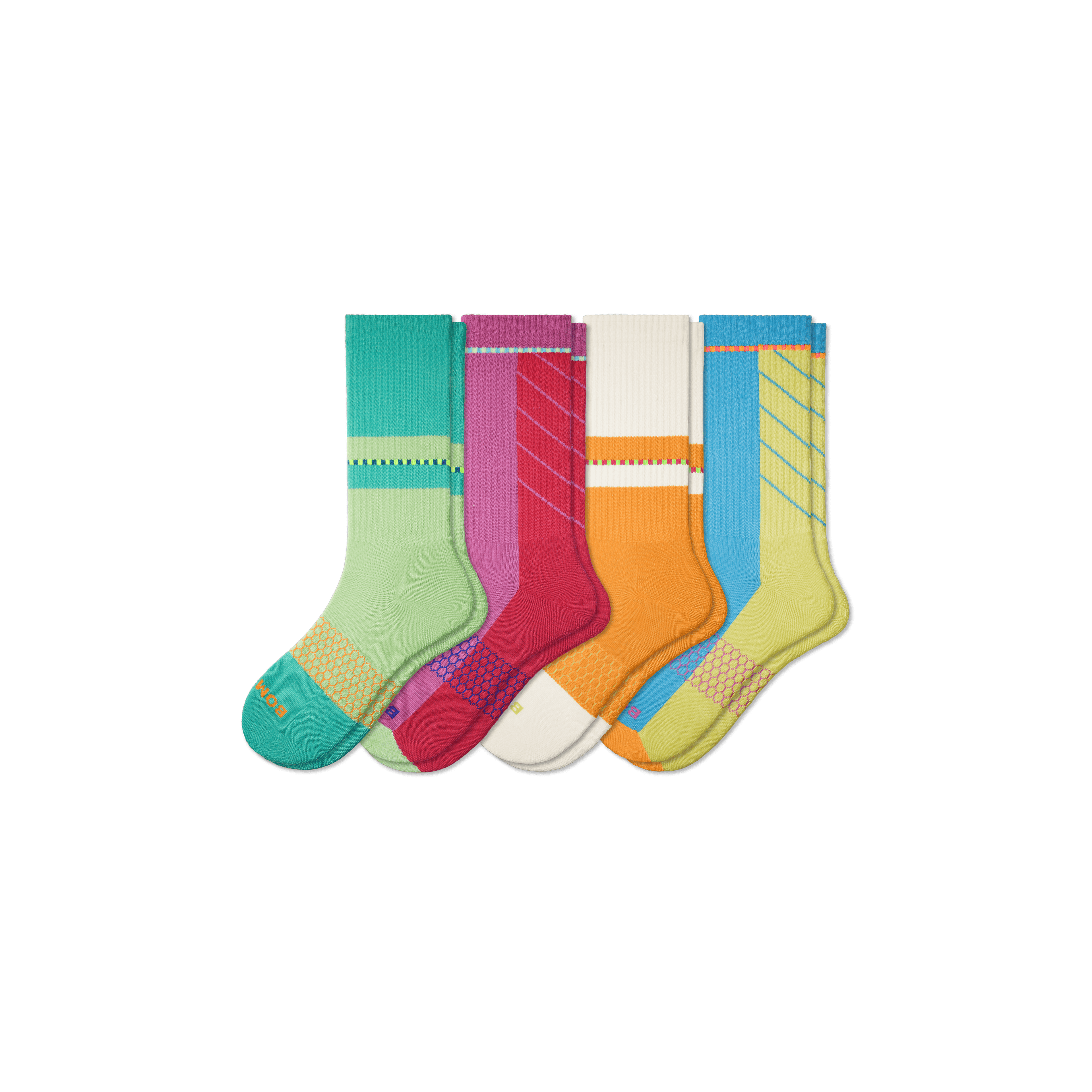 Black Hive Collection Calf Sock 4-Pack - Mango Aqua Mix