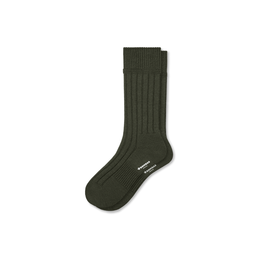 Men's Merino Cashmere Blend Rib Calf Socks - All Day Fit
