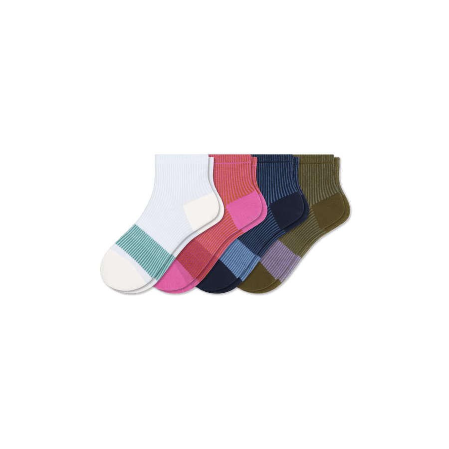 Youth Stripe Quarter Sock 4-Pack - Clean Finish