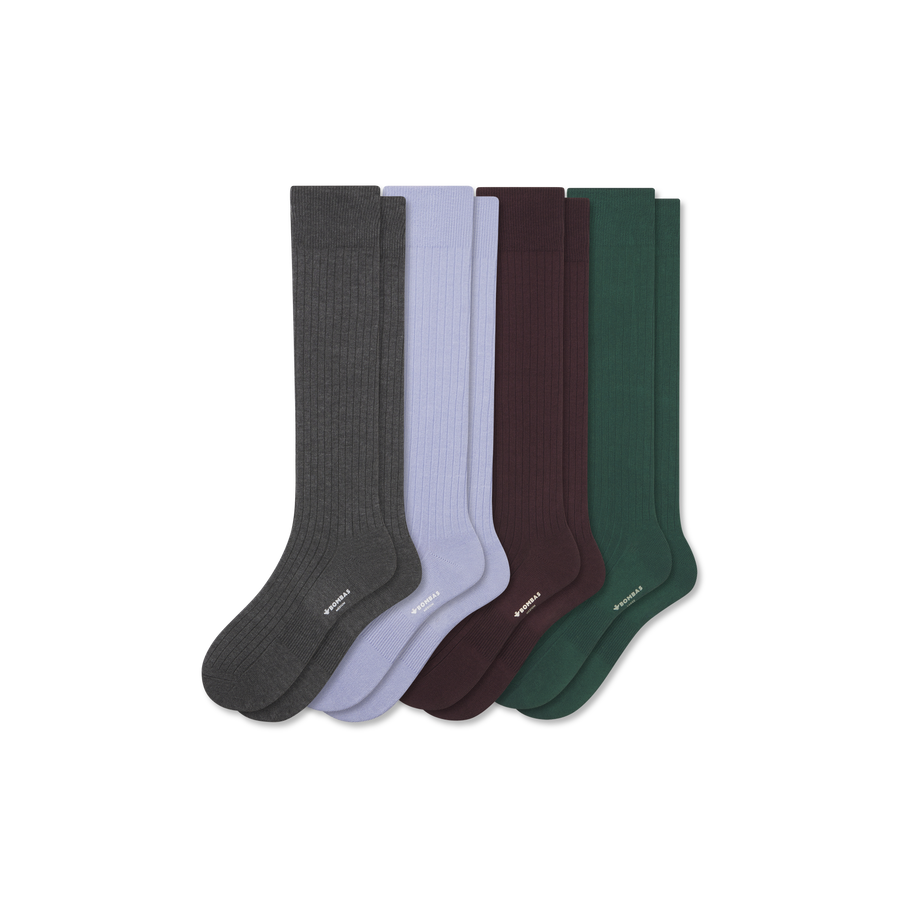 Men's Ribbed Dress Over the Calf Sock 4-Pack - Soft Step