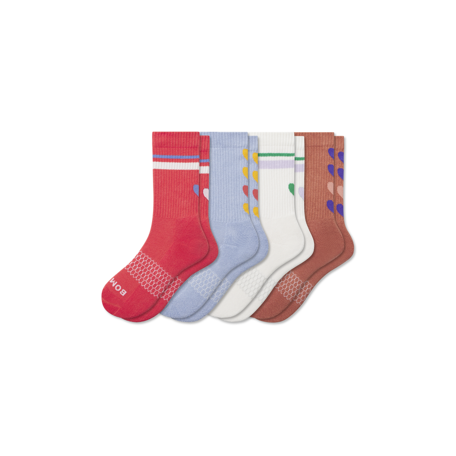 Youth Hearts Calf Sock 4-Pack - All Day Fit