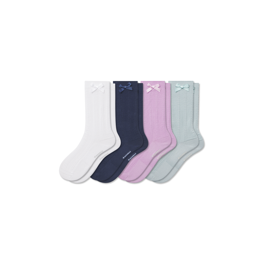 Youth Bow Calf Sock 4-Pack - Light Cushion