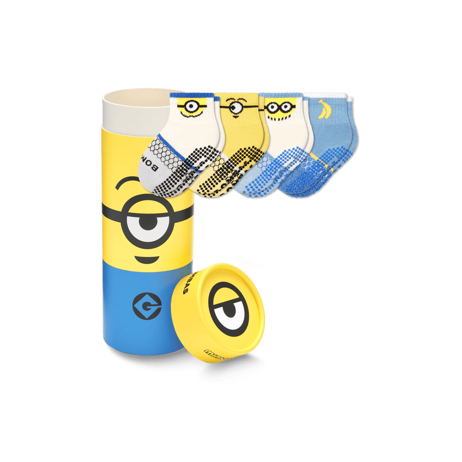 Toddler Minions Gripper Calf Sock 4-Pack Gift Box - Soft Step