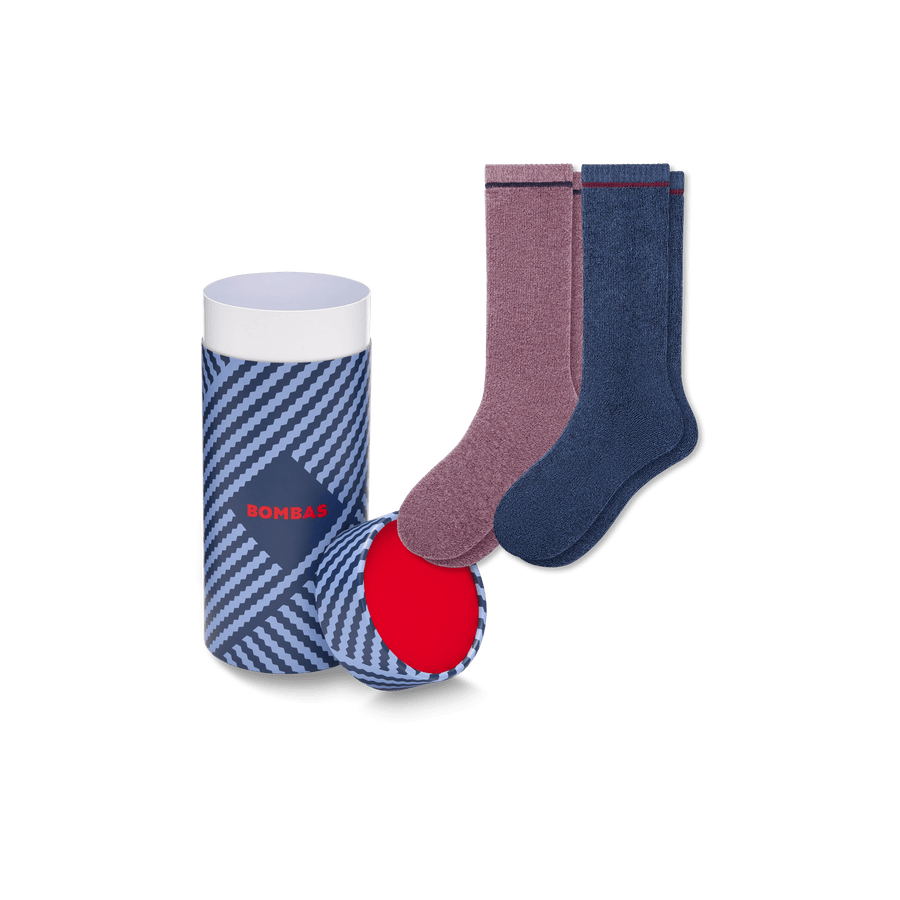 Men's Merino Wool Blend Cozy Sock 2-Pack Gift Box - All Day Fit