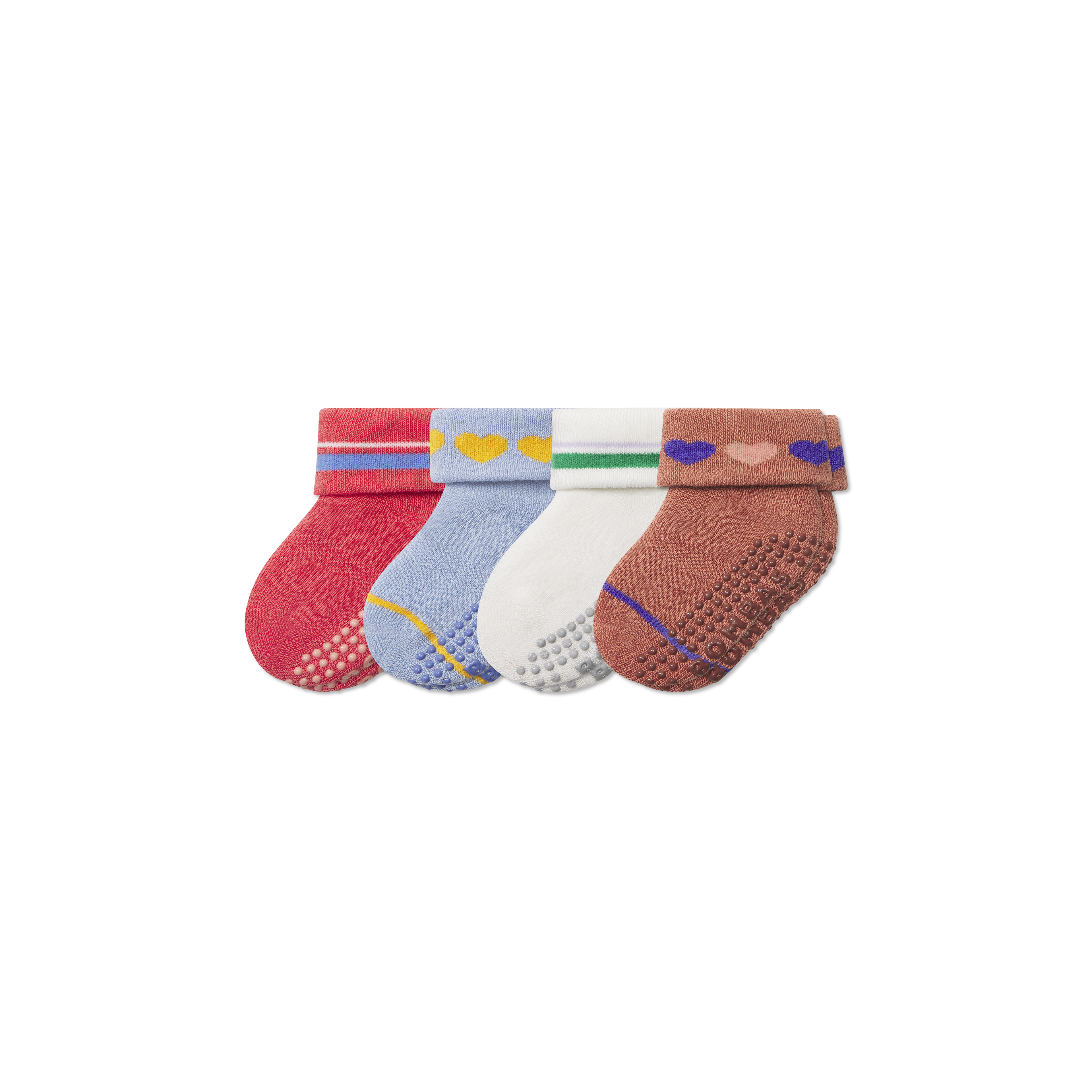 Baby Valentine's Gripper Calf Sock 4-Pack (6-12 Months) - Red Blue Mix L [8960]