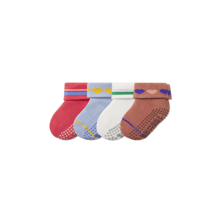 Baby Hearts Gripper Sock 4-Pack (6-12 Months) - Daily Step