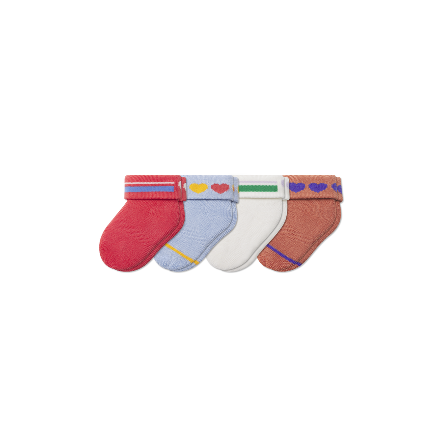 Baby Hearts Sock 4-Pack (0-6 Months) - Modern Touch
