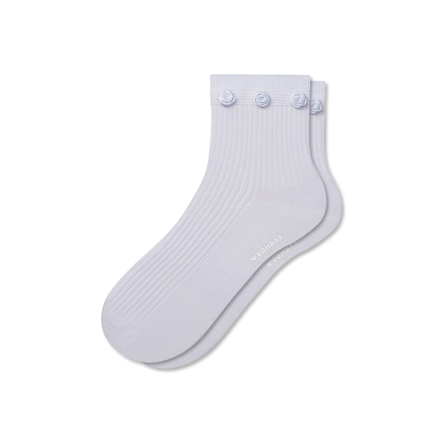 Women's Rosette True Rib Quarter Socks - Daily Cushion