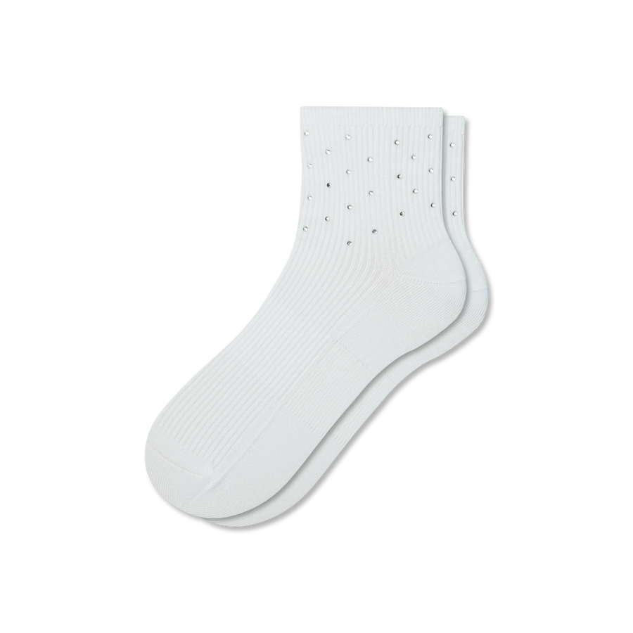 Women’s Rhinestone Rib Quarter Socks - Light Cushion