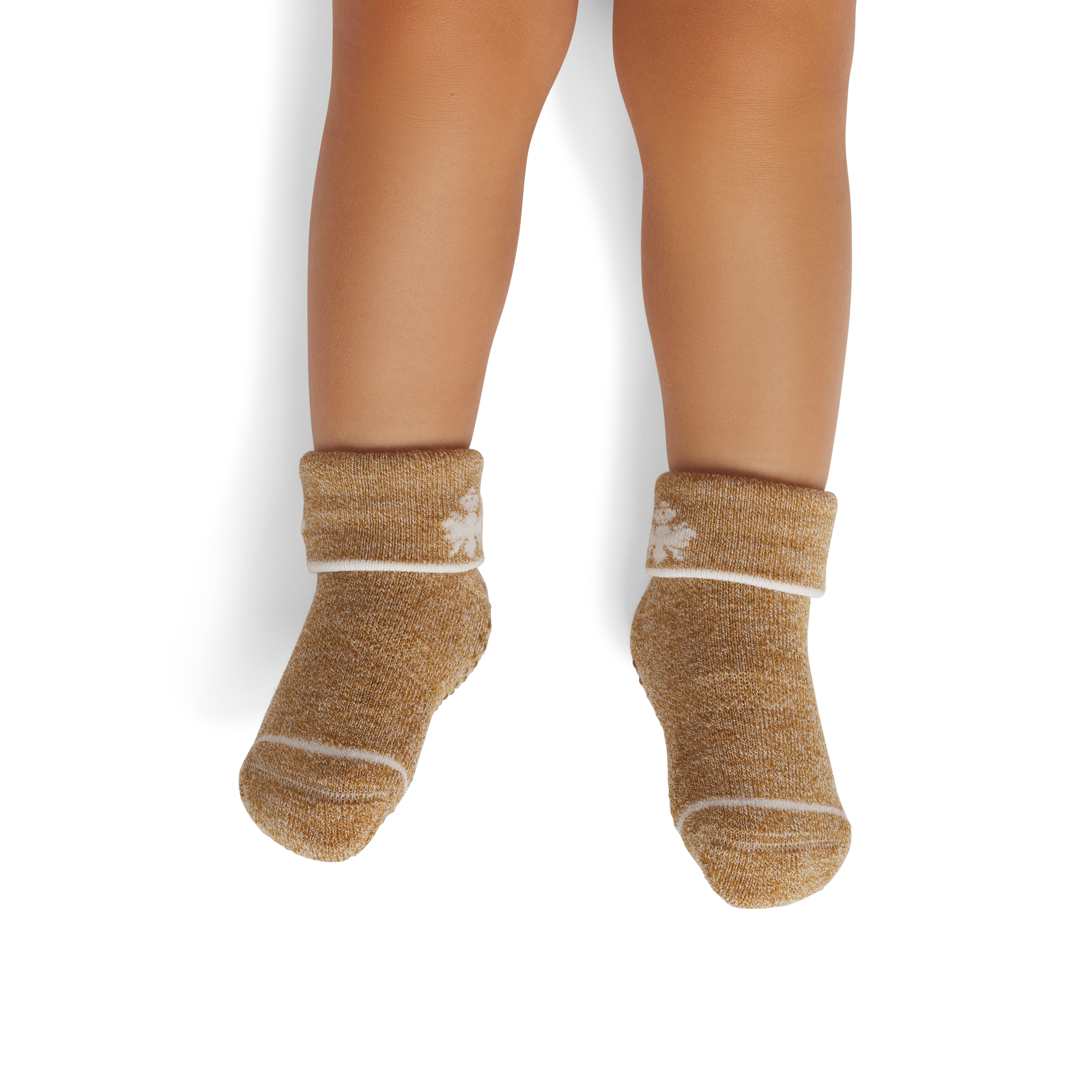 Merino Wool Blend Calf Sock - desert khaki soft white OM1