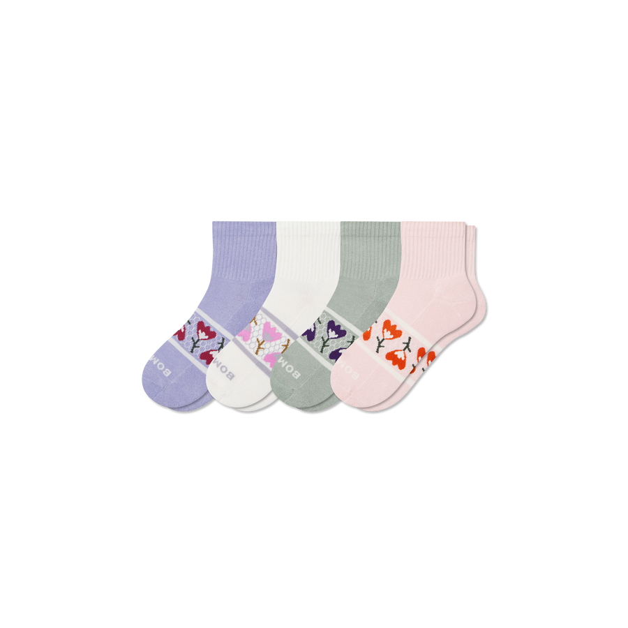 Women's Garden Party Quarter Sock 4-Pack - Simple Style