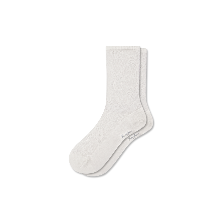 Women’s Floral Lace Half Calf Socks - Clean Finish