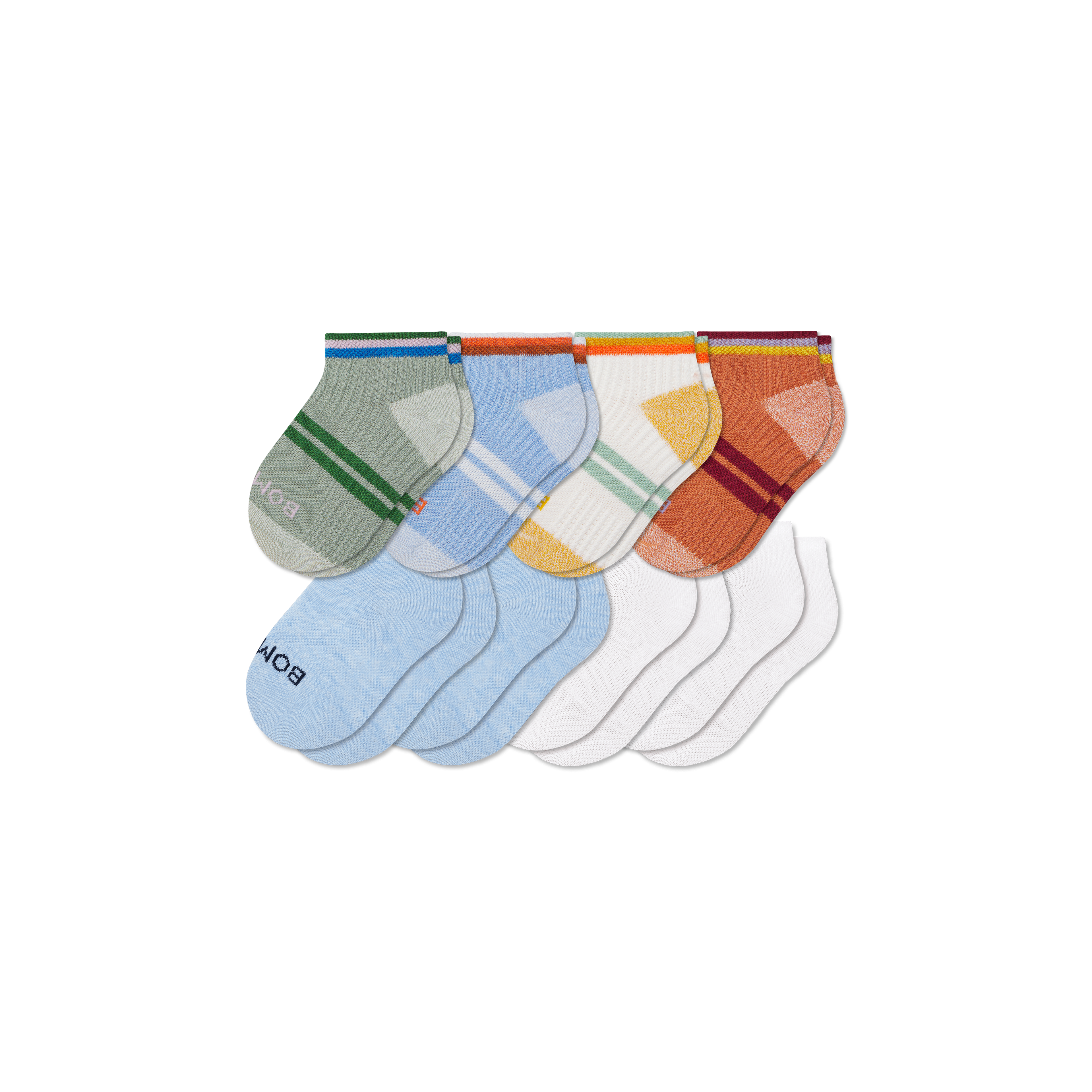 Junior Lightweight Ankle Sock 8-Pack - adobe blue mix L