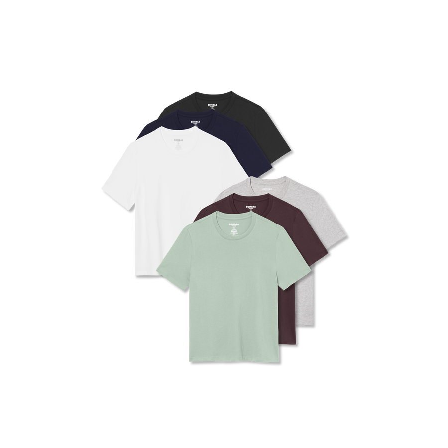 Women's Pima Cotton Crew Neck T-Shirt 6-Pack - Ready Pair