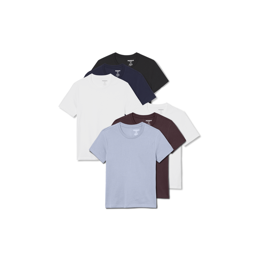 Women's Pima Cotton Slim Crew Neck T-Shirt 6-Pack - Soft Fit