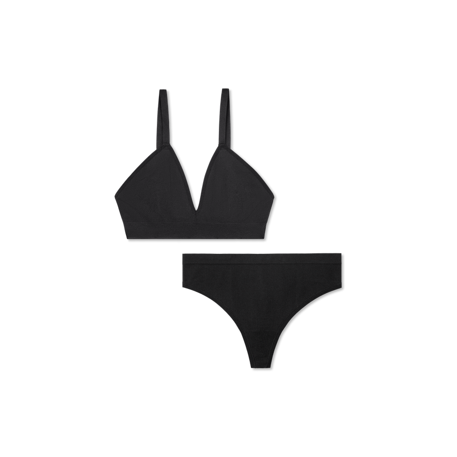 Women's Seamless Triangle Bralette + Thong Pack - Premium Pick