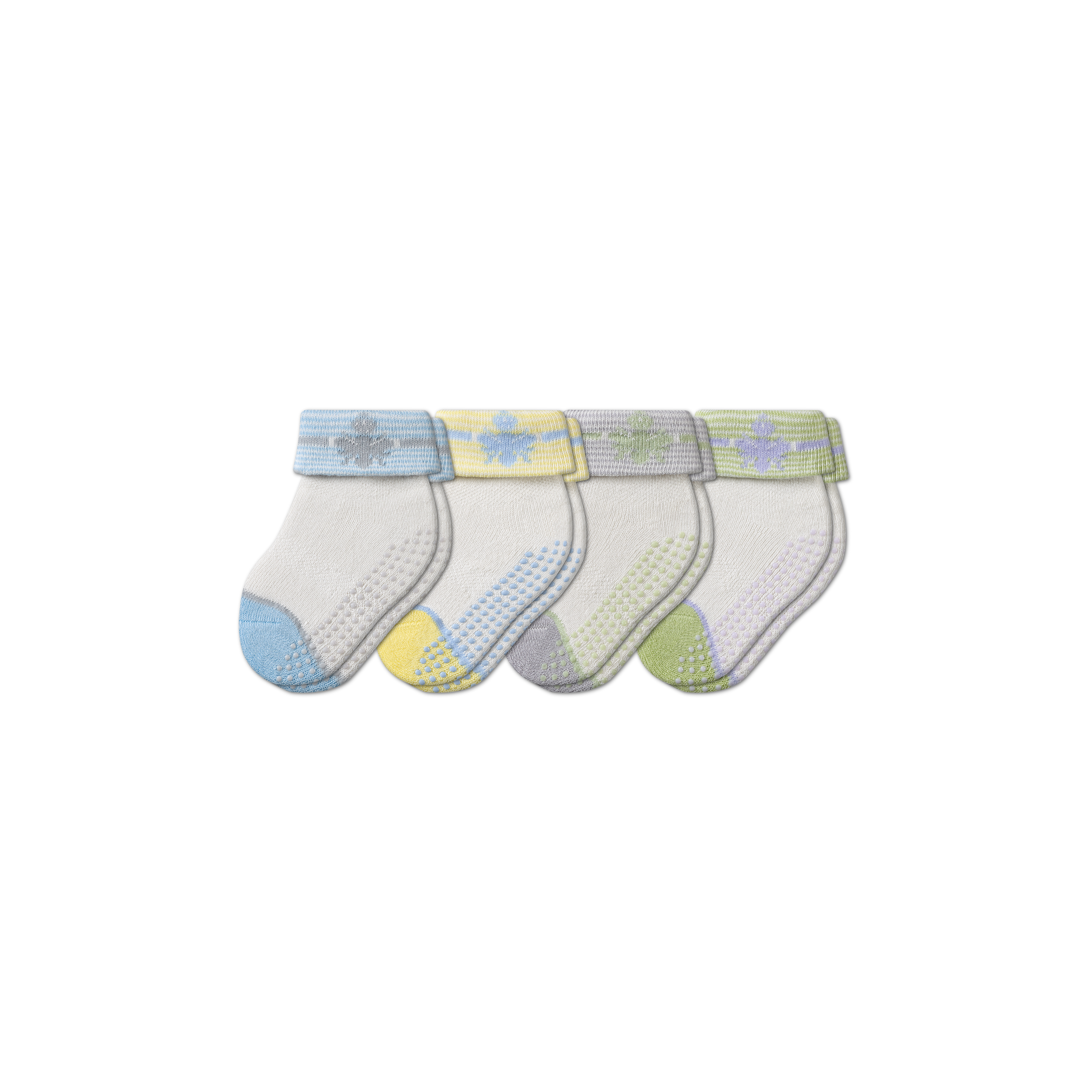 Baby Gripper Socks 4-Pack (6-12 Months) - blue-green-mix - 1