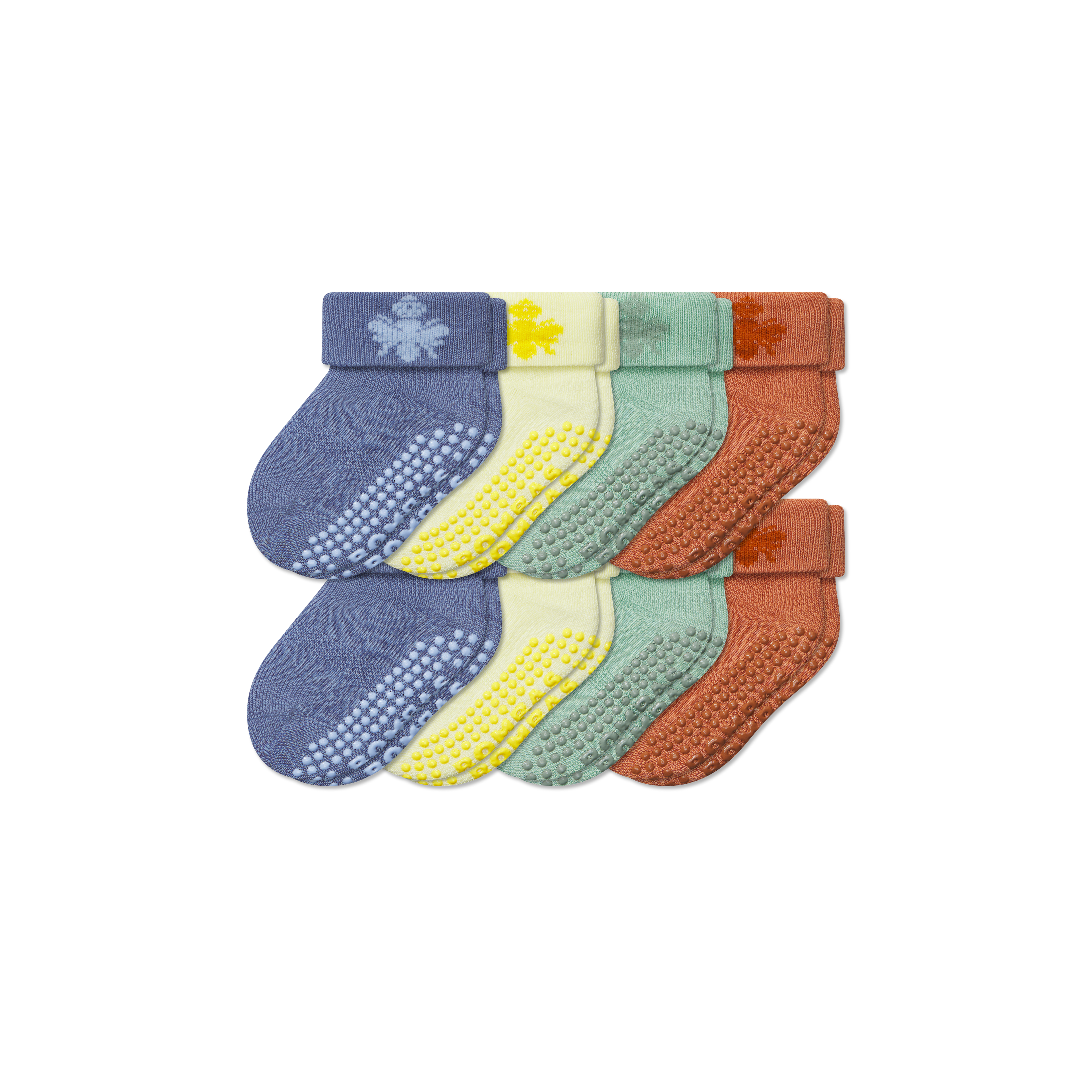 Baby Gripper Sock 8-Pack (6-12 Months) - blue jade mix L
