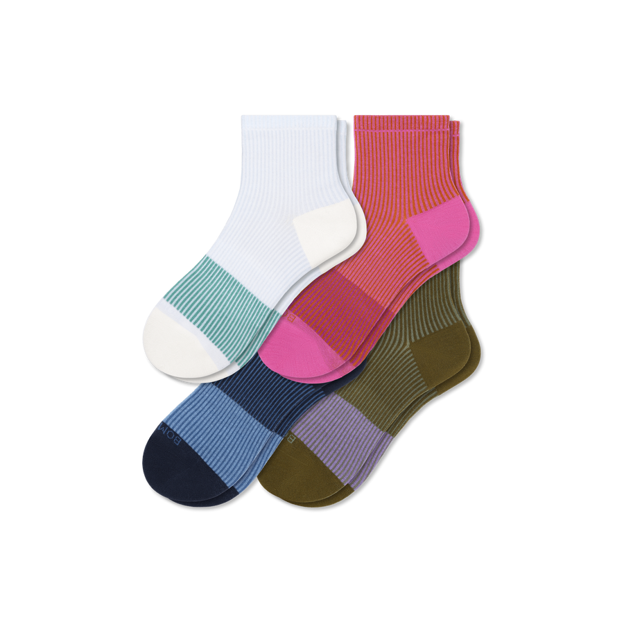 Women’s Stripe Quarter Sock 4-Pack - Daily Step