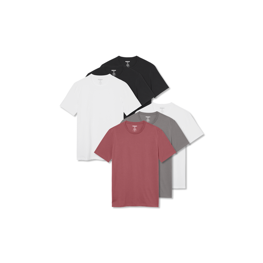 Men's Pima Cotton Slim Crew Neck T-Shirt 6-Pack - All Day Fit