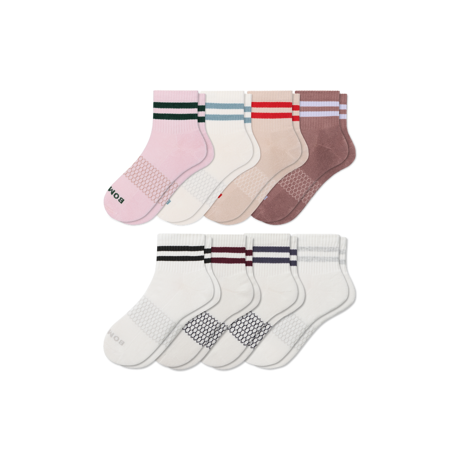 Women's Vintage Stripes Quarter Sock 8-Pack - Modern Touch