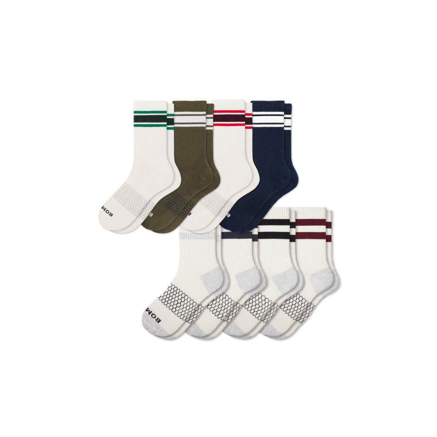 Men's Vintage Stripes Half Calf Sock 8-Pack - Clean Finish