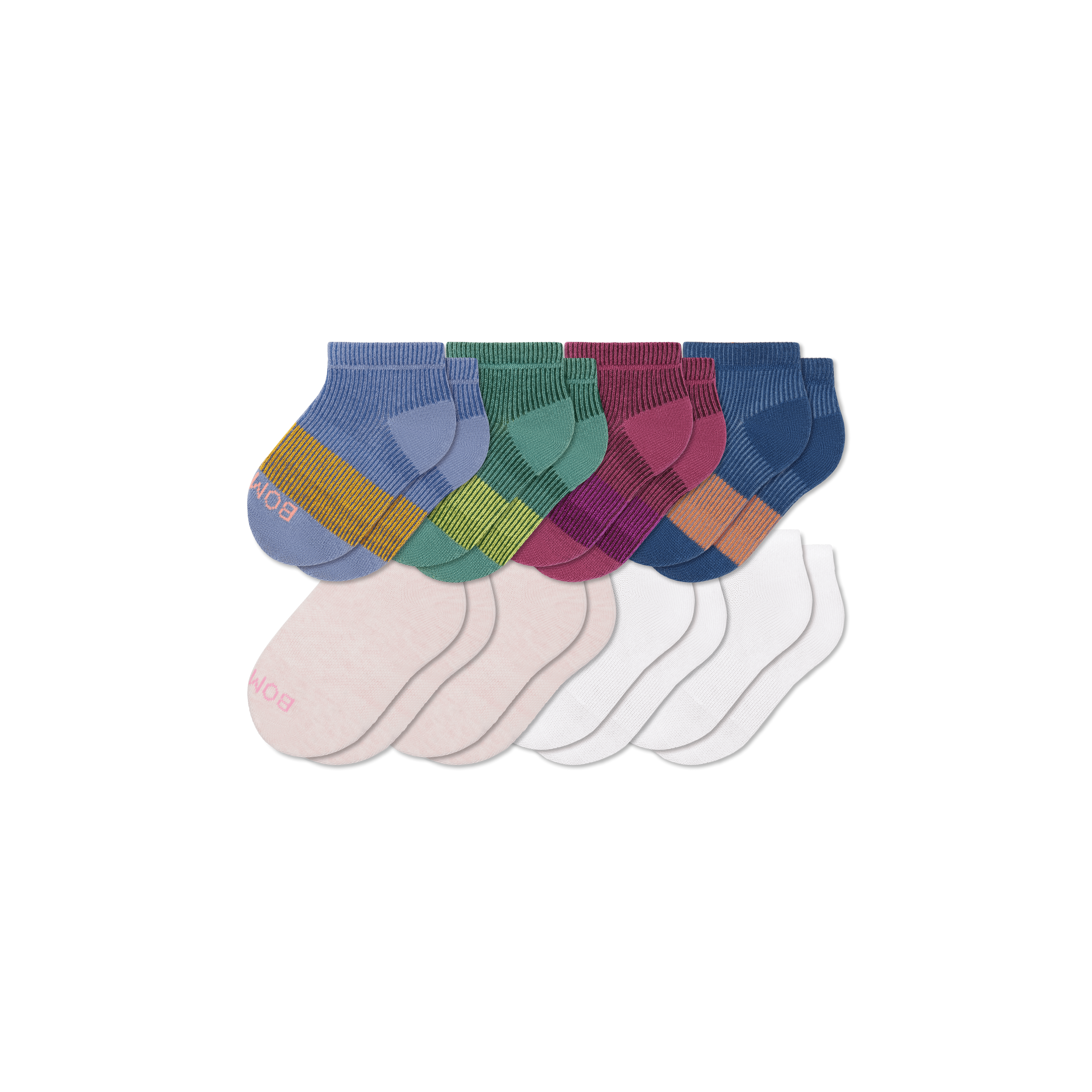 Junior Lightweight Ankle Sock 8-Pack - Fjord Pink Mix