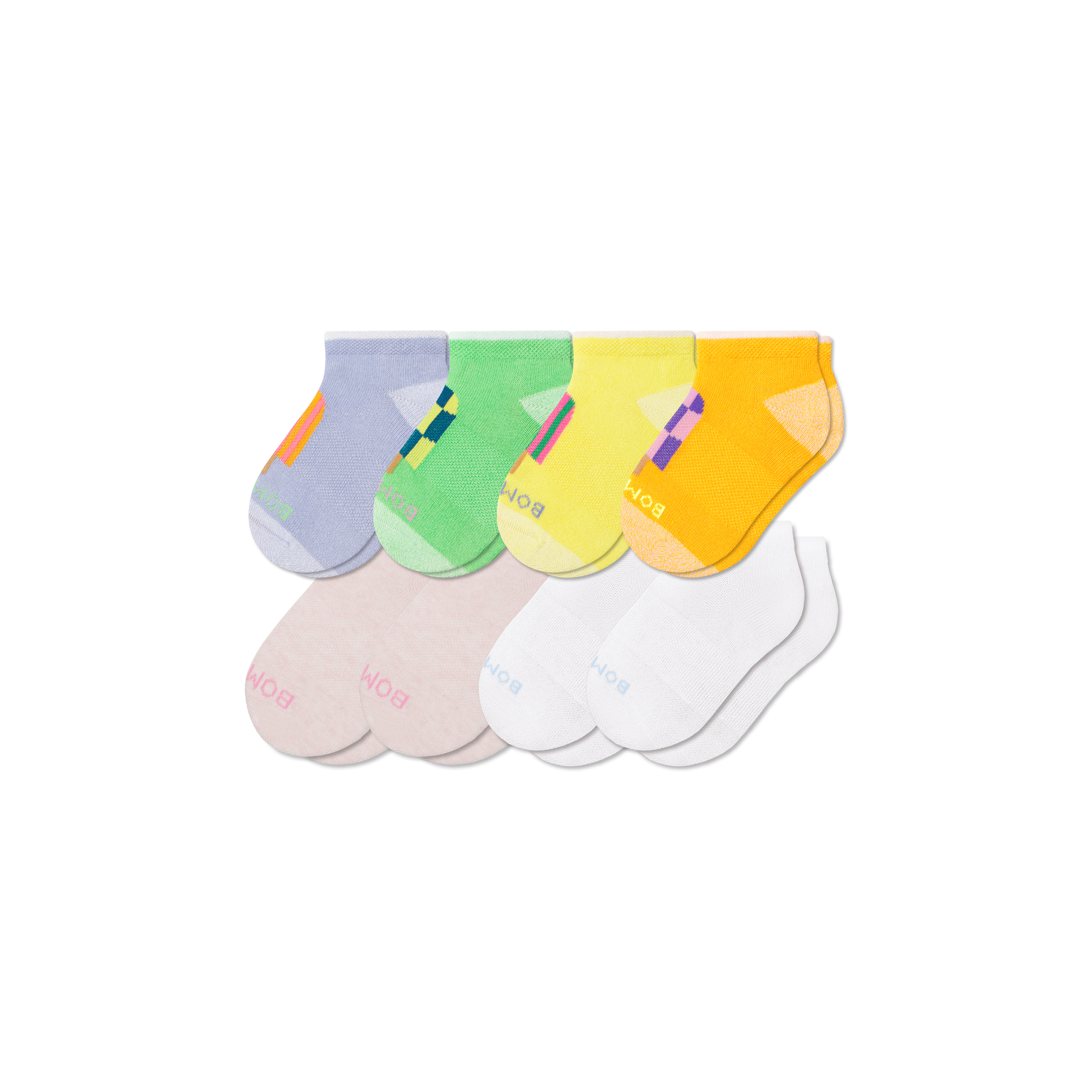 Junior Lightweight Ankle Sock 8-Pack - Glow Pop Pink Mix L