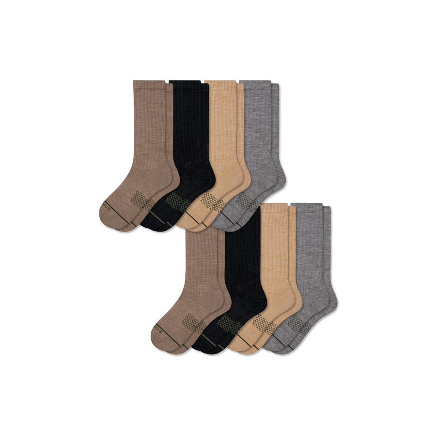 Men's Merino Wool Blend Modern Rib Calf Sock 8-Pack - Travel Pair