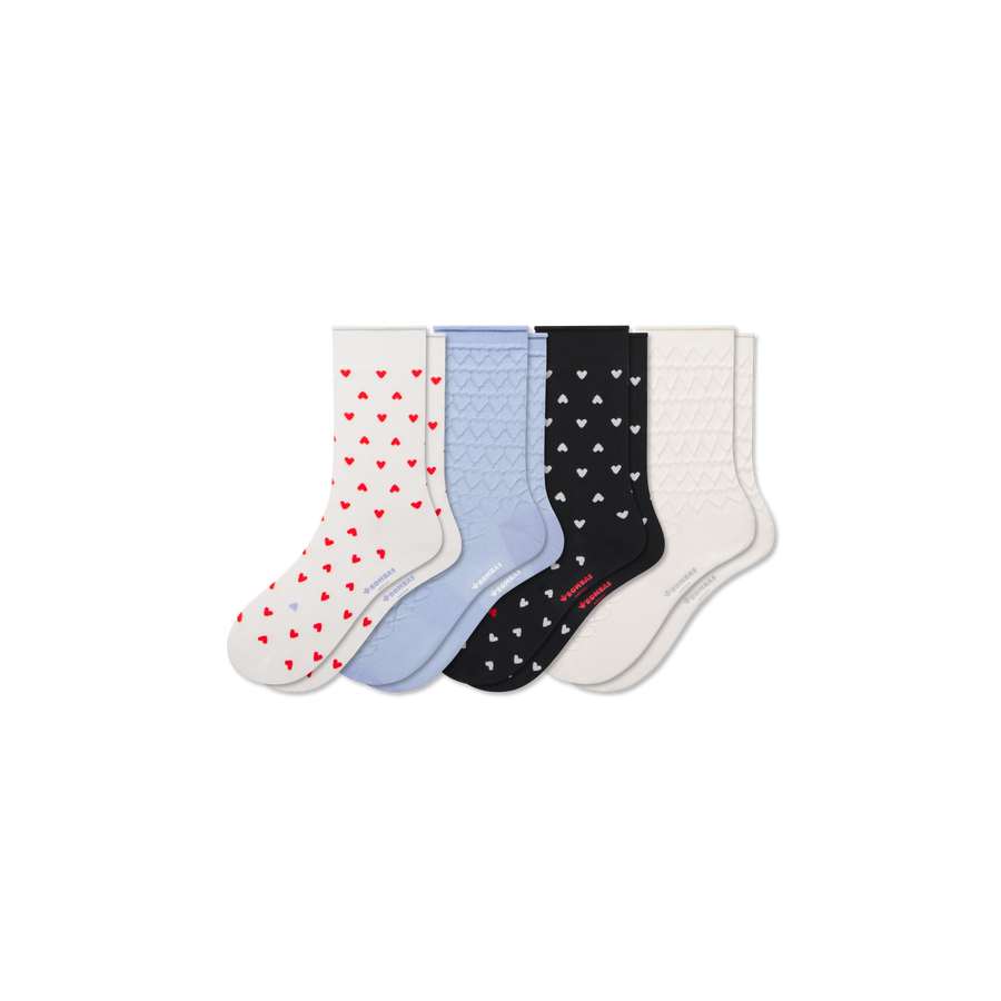 Women’s Hearts Half Calf Sock 4-Pack - Soft Step